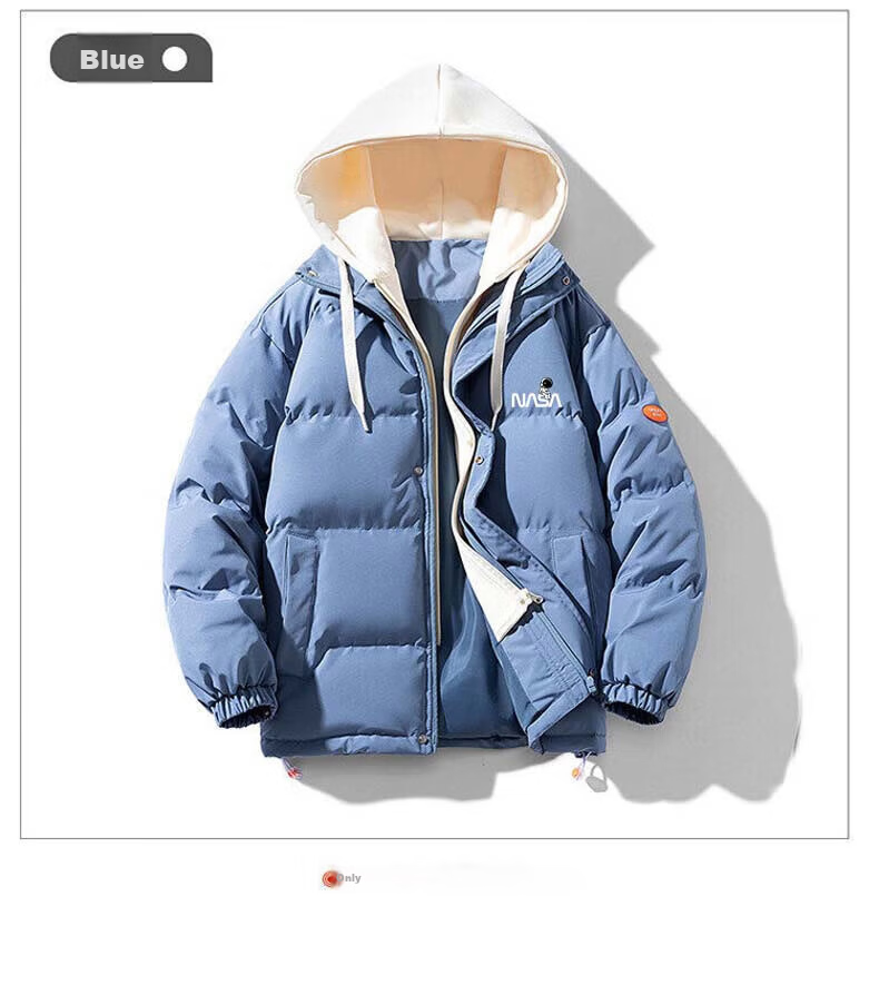 NASA MARVEL Men's Winter Cotton Padded Hooded Jacket Thick Warm Puffer Coat Sports Casual Couple Cotton Coat 14