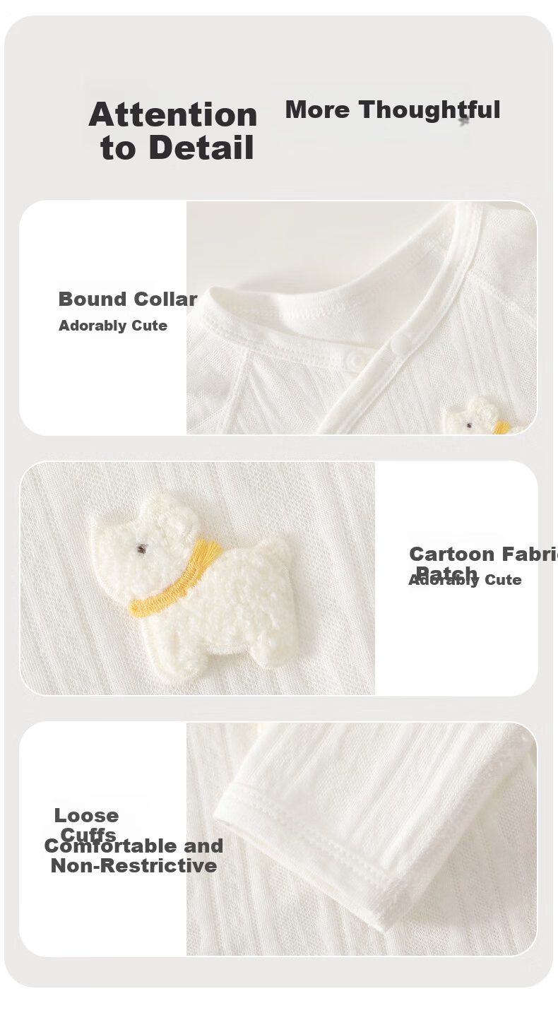 Aibao Baby Romper Spring and Autumn Newborn Long Sleeve Triangle Jumpsuit Baby One-piece Two-piece Set T289 White+Yellow 66cm 4