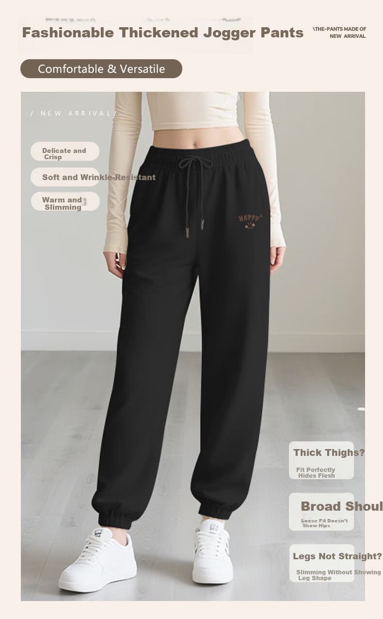 Baleno Women's Fleece-Lined Sports Pants 2025 New Autumn Winter Thickened Harem Pants Casual Warm Windproof Jogger Sweatpants 2