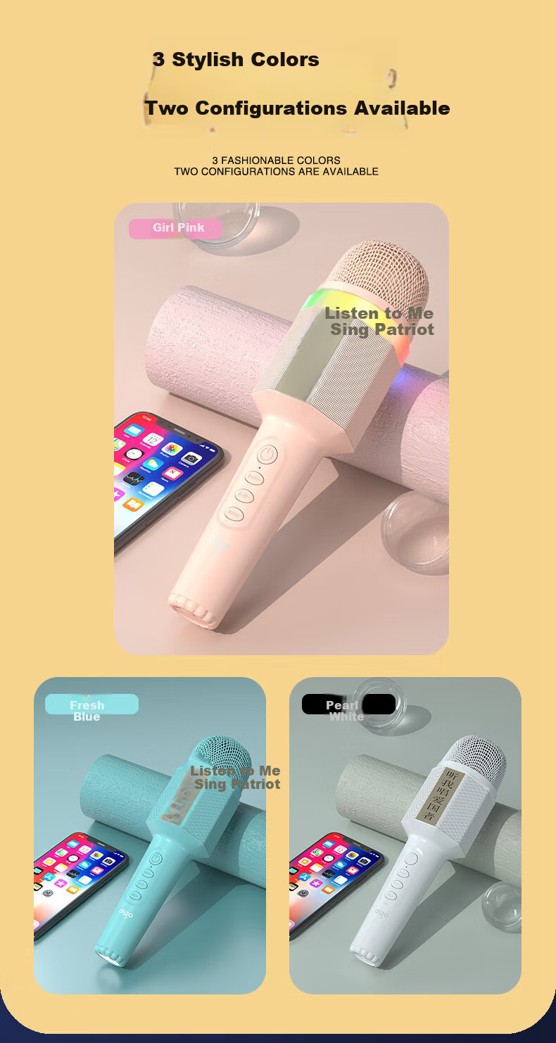 Aigo K8 Sakura Pink Wireless Microphone Home KTV Voice Changer Karaoke Speaker TV Douyin Live Noise-Cancelling Bluetooth Singing Handheld Microphone All-in-One Entertainment System 13