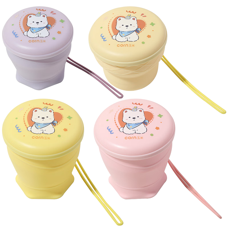 Corn Travel Folding Cup Portable Picnic Bowl Silicone Collapsible Water Cup for Children Baby Rinsing Cup