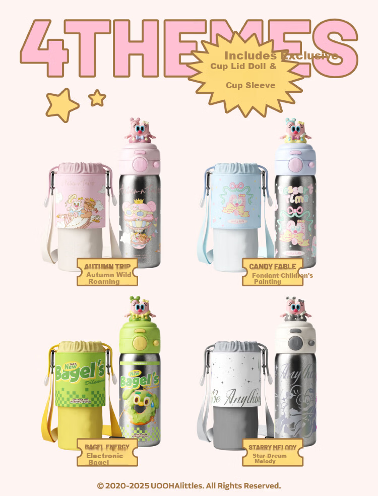 UOOHA Simple Joy Student Pure Titanium Insulated Water Bottle Children's Water Cup Gift for Girls High-Value Straw Titanium Cup Outdoor Souvenir Gift 4
