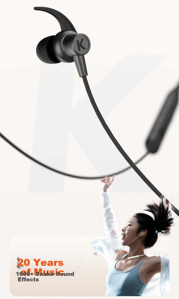 KUGOU M3pro New [30-Hour Long Battery + 7 Custom Sound Effects] Bluetooth 6.0 Neckband Wireless Music Sports Running Gaming Noise-Cancelling Earphones 3