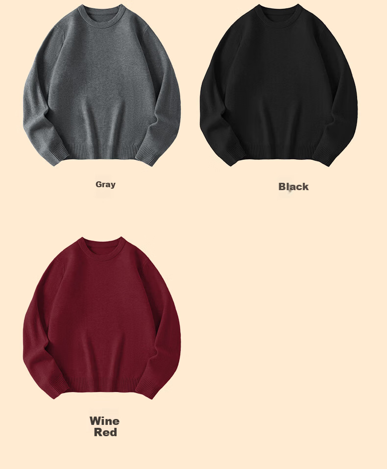 JEEP SPIRIT Heavyweight Thickened Crew Neck Sweater Men Winter Warm Soft Knit Casual Durable Premium Innerwear 9