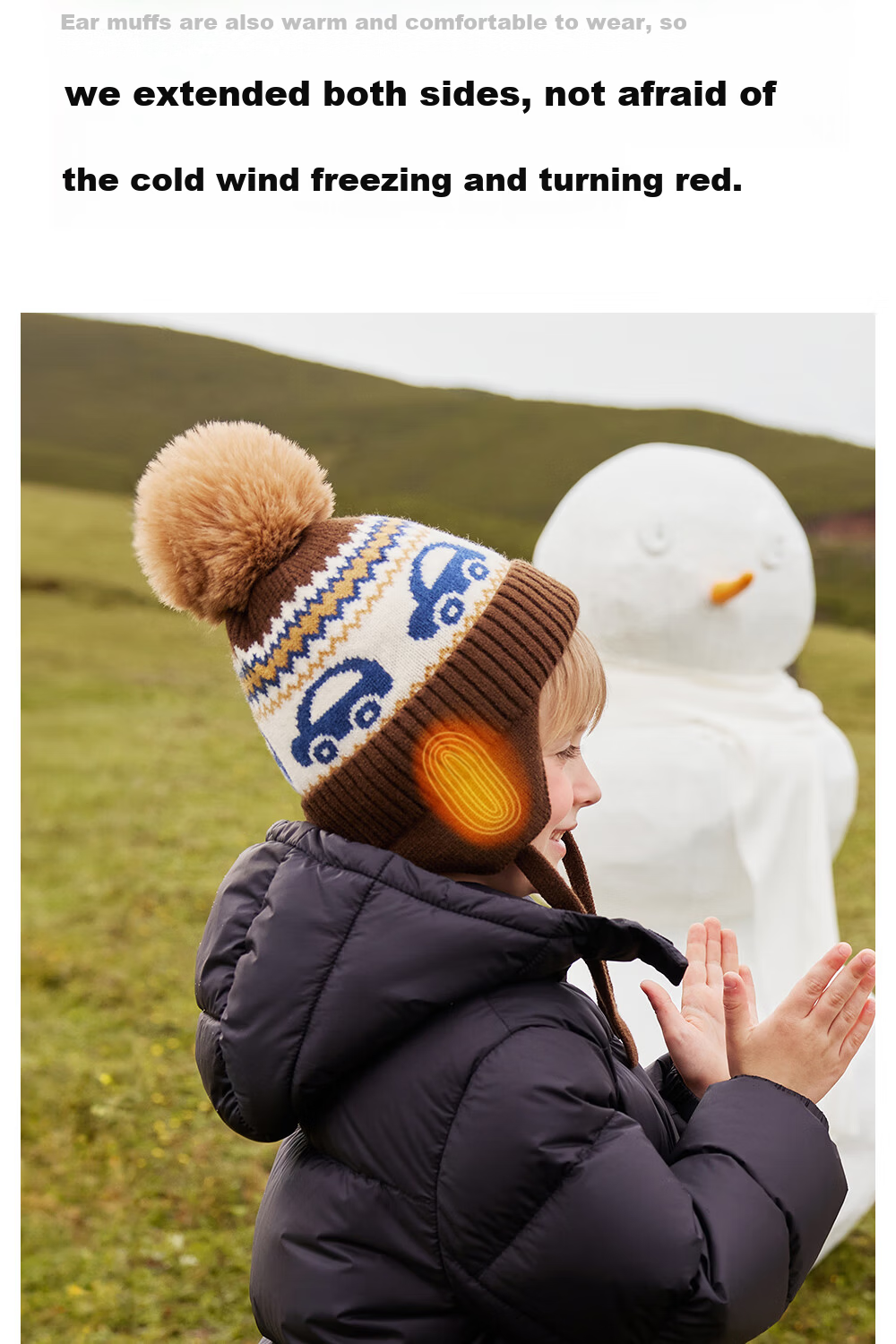 Beitaisi Children's Winter Hat, New Style for Boys And Girls, Knitted Woolen Hat, Baby Pullover, Thickened Windproof Warm Ear-Covering Cap 10