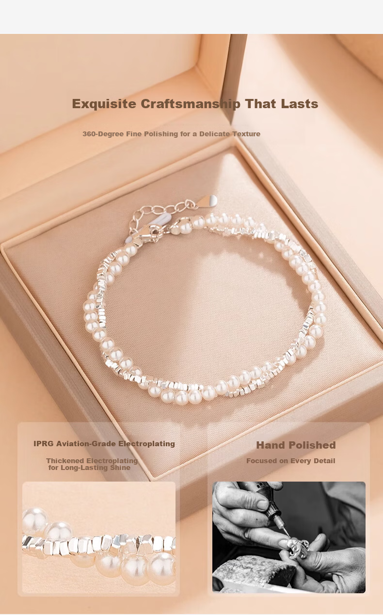 Zhoubaifu [1000+ Stores] Silver Crushed Pearl Bracelet for Women, Birthday Gift for Girlfriend on Valentine's Day And 520 6
