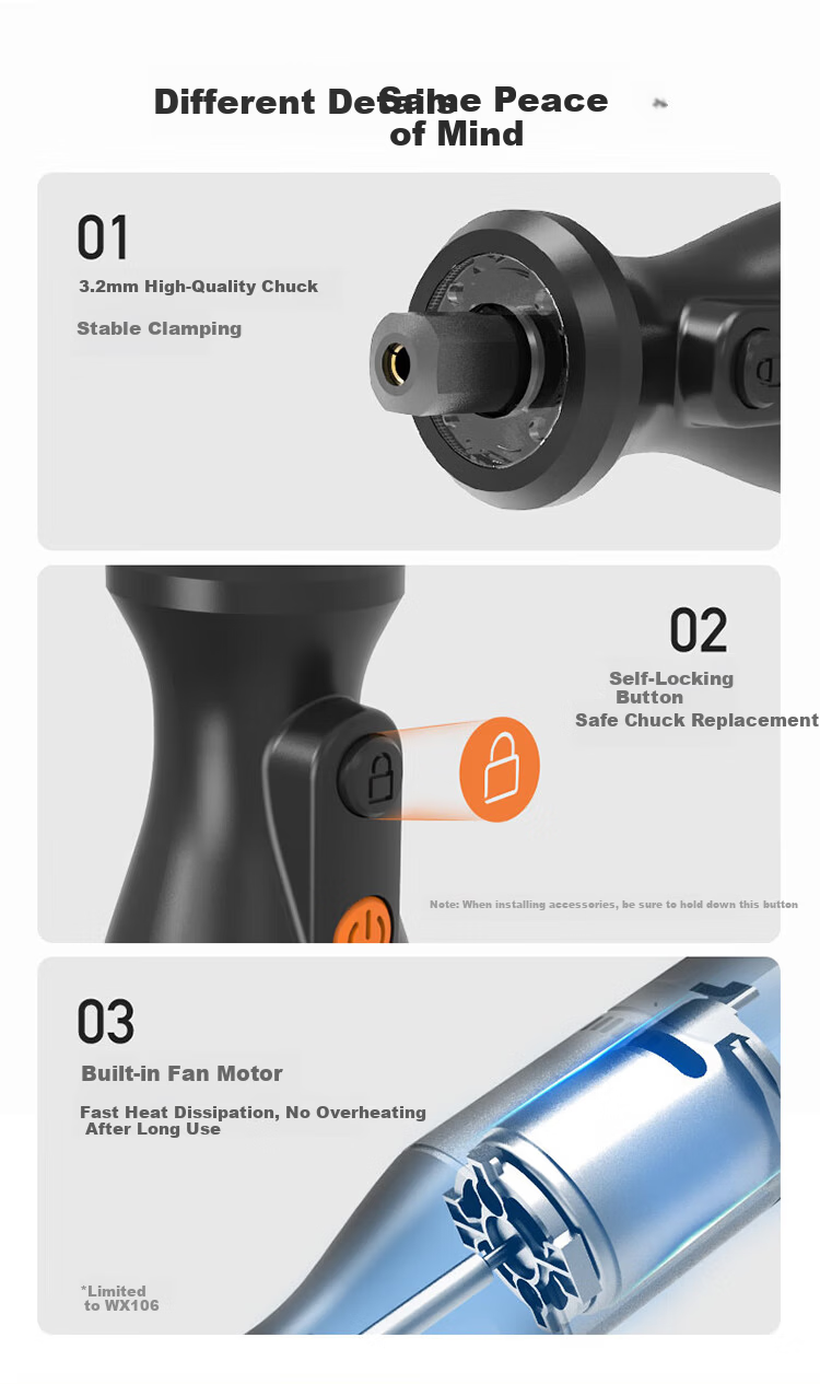 WORX 8V Rotary Tool WX106 Mini Lithium Handheld Cutting Grinding Polishing Engraving Drilling Electric Tool 15