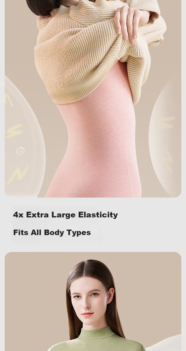 Modal Mid-High Neck Thermal Underwear Set for Women with Cashmere and Silk, Fleece-Lined, Fashionable Autumn Top and Bottom, Skin-Friendly, Size L 9