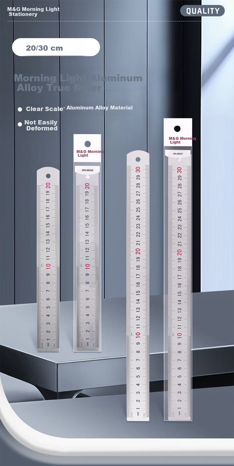 M&G 30cm Aluminum Alloy Ruler Measuring Drawing Scale Double-Sided Scale Office Supplies School Stationery ARL96027 Exam Recommended 1