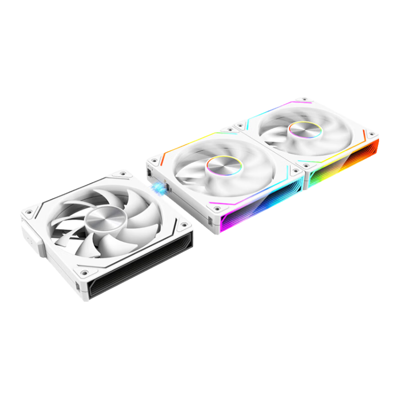 Wanjia Xingcii Pro Magnetic Building Block Fan, White Reverse Triple Pack, 12CM Water-Cooled Case Fan, Magnetic Wireless Splicing/ARGB Light Synchronization/PWM Temperature Control
