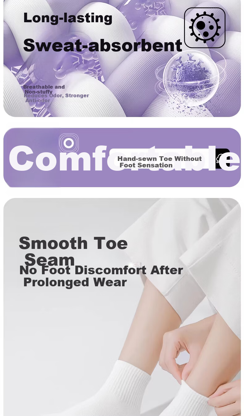 Turou Disposable Socks Unisex Sweat-Absorbing Odor-Resistant Thickened Portable Travel White Mid-Calf 10 Pairs 8