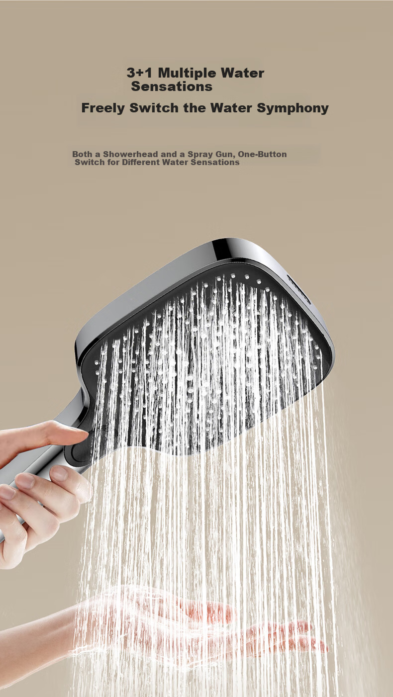 MICOE Shower Head Set High-Pressure Home Bathroom Waterfall Single Handheld Silicone Descaling Large Panel Rain Shower Head 4