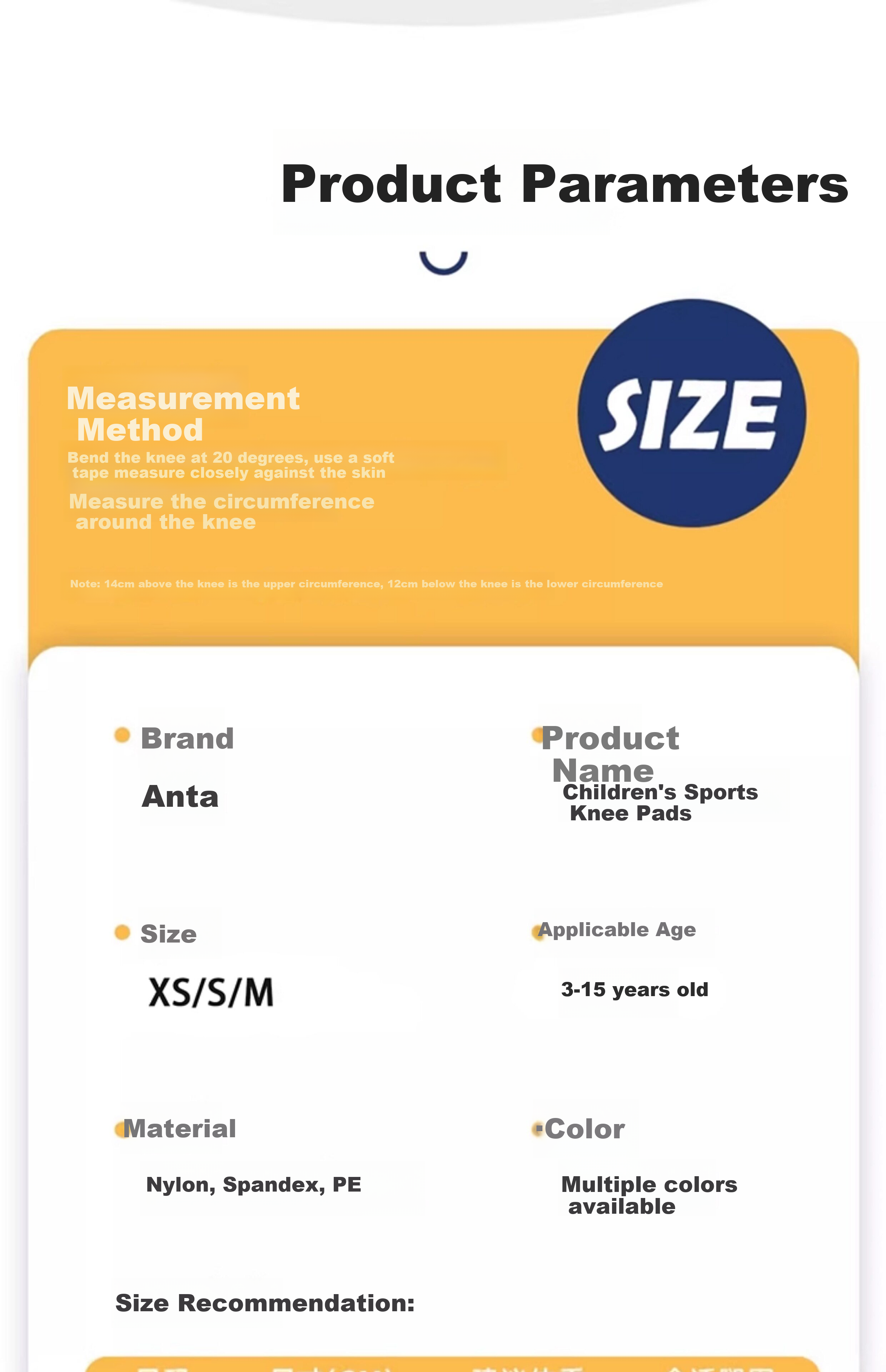 Anta Kids Honeycomb Knee Pads Basketball Protective Sports Collision Youth Professional Knee Sleeves Running Elbow Guards Equipment XS 15