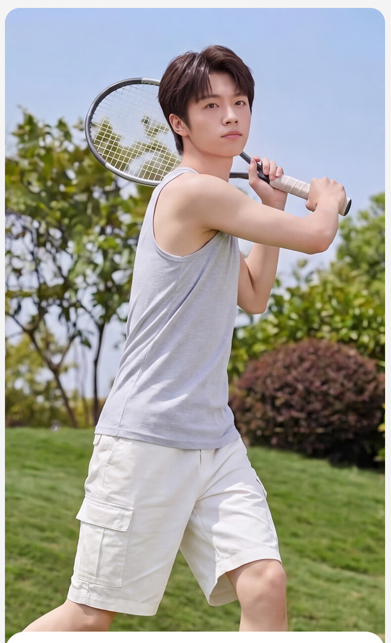Dingguagua Teen Boys Cotton Vest A-Class Breathable Sleeveless Undershirt for Ages 12-16 Junior High Large Size 7