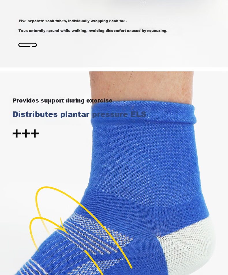 Riels Sports Five-Toe Socks Trail Running Professional Socks Unisex Hiking Breathable Sweat-Absorbing Mid-Calf Cotton Socks 10