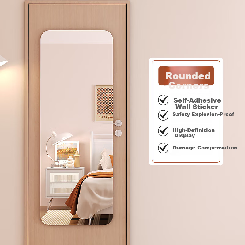 Xiangzhubian Soft Mirror Wall-Mounted Self-Adhesive Acrylic Full-Length Mirror No Drilling Bathroom Dressing Mirror Home Makeup Mirror 30*120cm