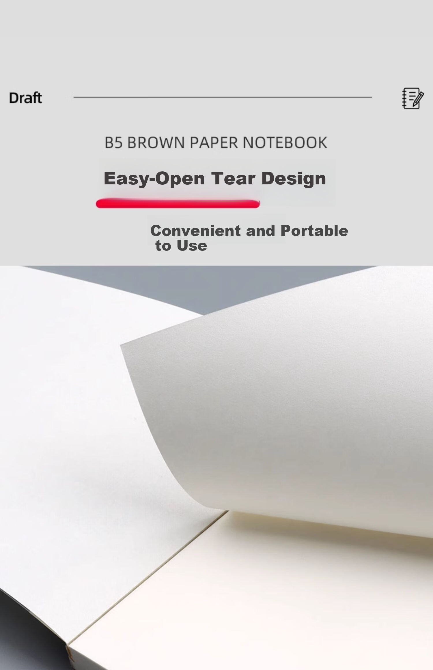 M&G A6 Kraft Paper Notebook Blank PP 70 Sheets 5-Pack GA6760D 7