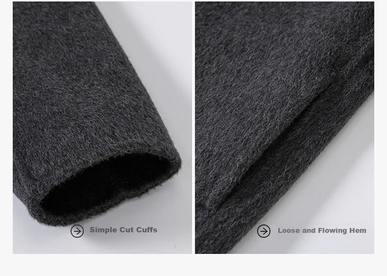 Romon Kids Reversible Wool Coat Autumn Winter Boys Girls Woolen Mid-Length Korean Style Jacket Charcoal Gray 170 17
