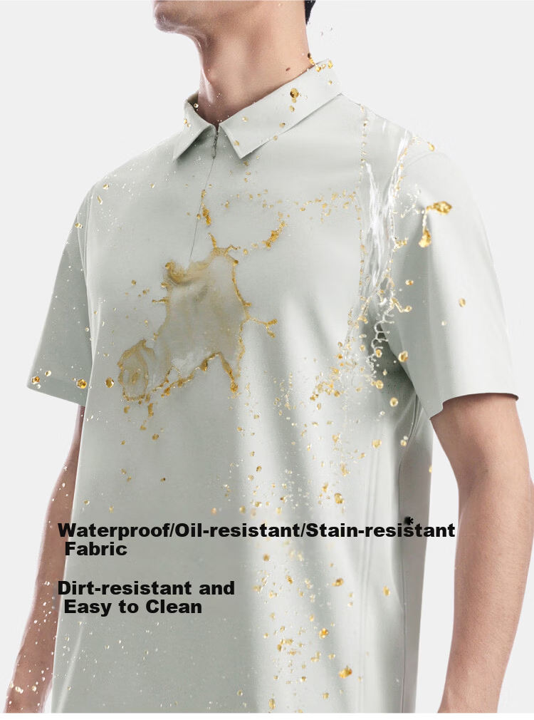 Beneunder Men's Polo Shirt Sweat-Resistant Breathable 5A Antibacterial Short Sleeve T-Shirt DR019 Dark Black M 14