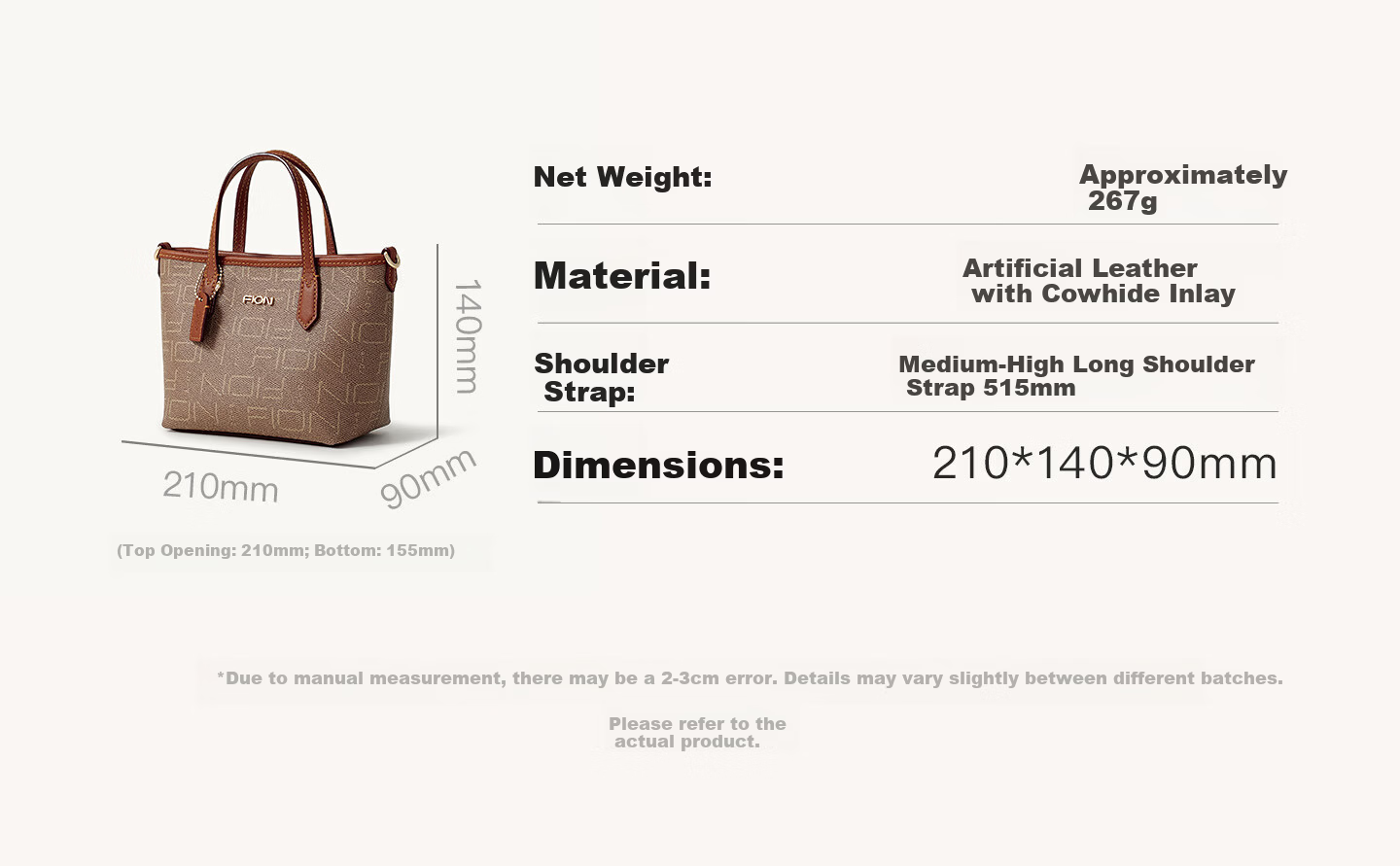 FION 2026 New Women's Bucket Bag Classic Monogram Crossbody Shoulder Handbag Mother's Day Gift 2