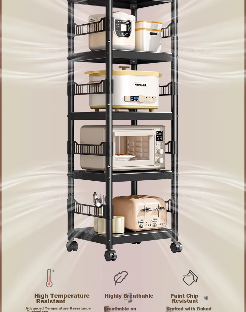 Shunyou Kitchen Gap Storage Rack Floor-Standing Multi-Layer Household Microwave Oven Storage Pot Rack Four Layers SY-1318 14