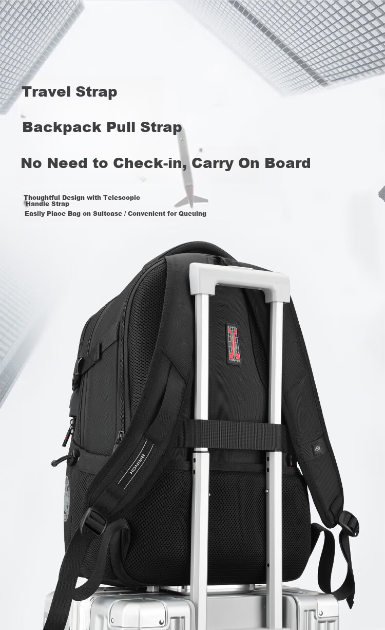BRINCH Men's Backpack 17/18 Inch High-End Business Travel Lightweight Commuter Large Capacity Laptop Bag 10