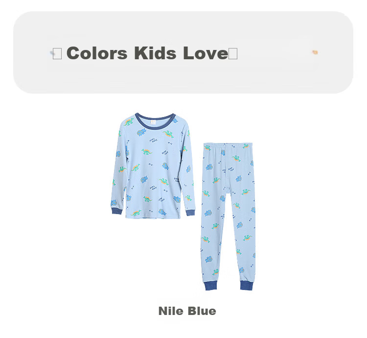 Hodohome Boys' Cotton Antibacterial Thermal Underwear Set, Long Sleeve Top and Pants, Grade 7, Printed Crew Neck, Sizes 121-150 11
