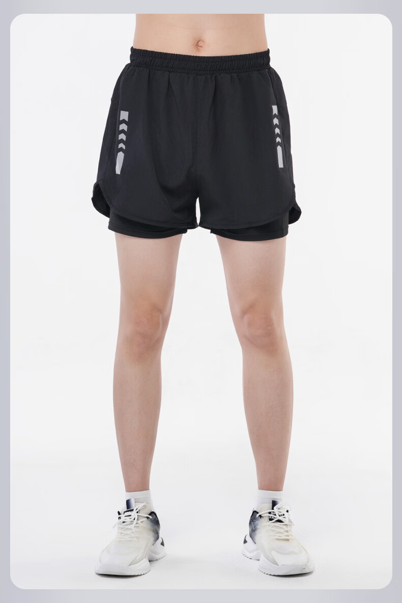 VICTORIATOURIST Men's Running Shorts with Sports Lining, Three-Quarter Length Track Pants, Indoor Professional Marathon Quick-Dry Two-In Fitness Shorts 15