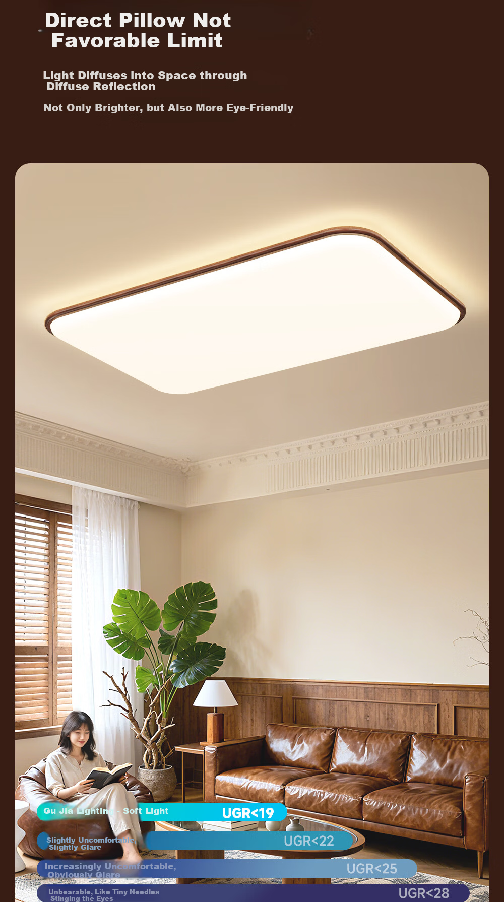 Kuka LED Ceiling Light Vintage Style Eye Protection Ultra-thin PRi Living Room Bedroom Lamp 40CM Round - Three Colors [Installation Included] 8