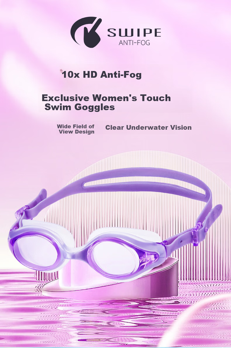 View Women's Casual Swimming Goggles HD Waterproof 10x Anti-Fog Swim Glasses Diving Gear V820ASA CLB 2