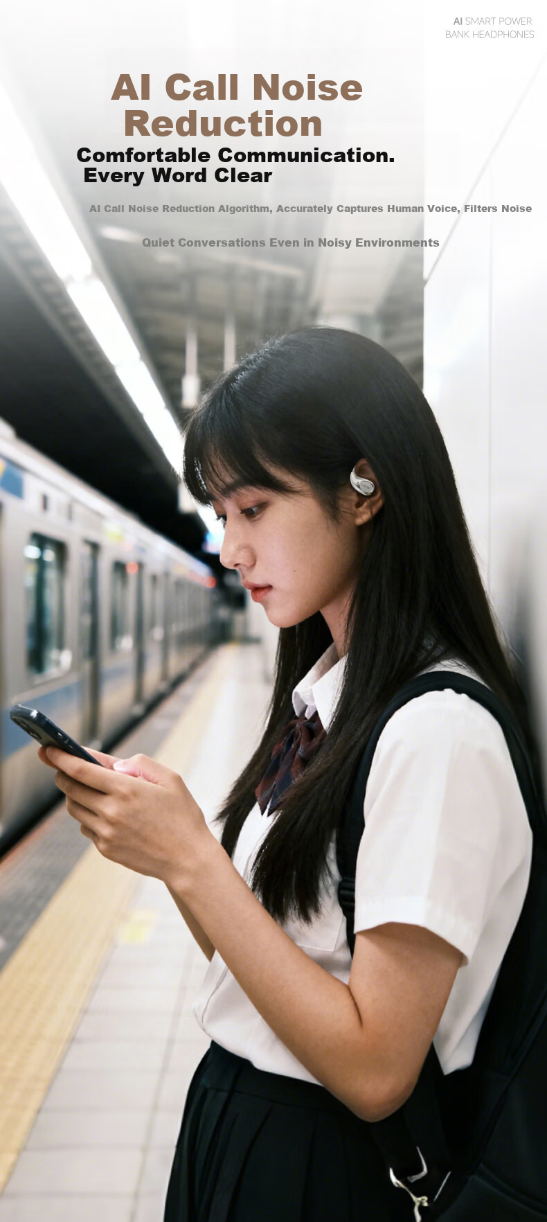 D.ROB D.ROB Clip-On AI Translation Wireless Bluetooth Earphones 2-in-1 Long Battery Life Compatible with Huawei Xiaomi Apple K75 Off-White 16