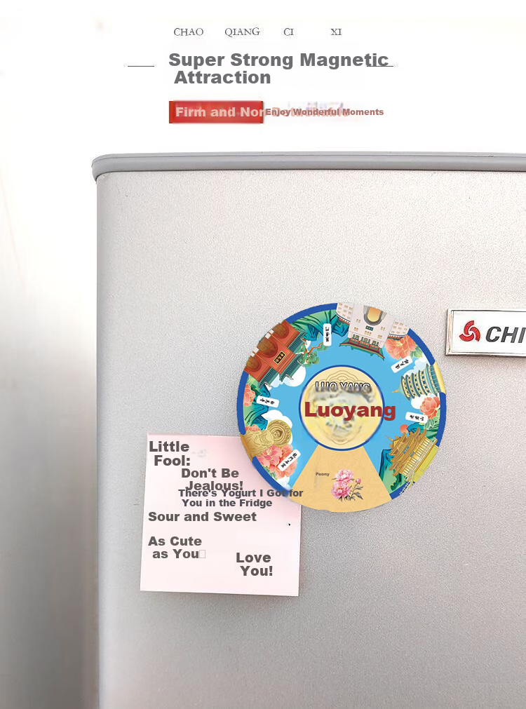 Yiju Changning Rotatable City Cultural Creative Refrigerator Magnet Travel Souvenir China City Landmark Spin Plate Luoyang 8