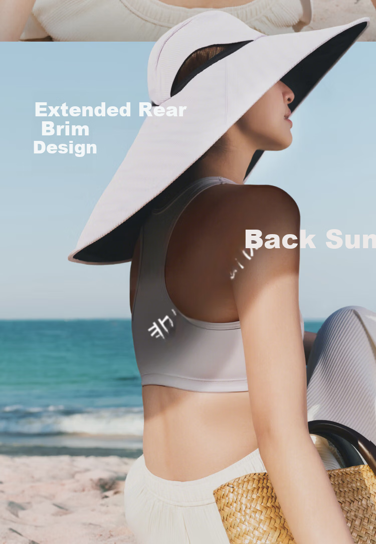 Beneunder Women's Extra Large Brim Black Coated Sun Protection Umbrella Hat Shoulder Cover UV Protection Compact Storage Matte Black 5