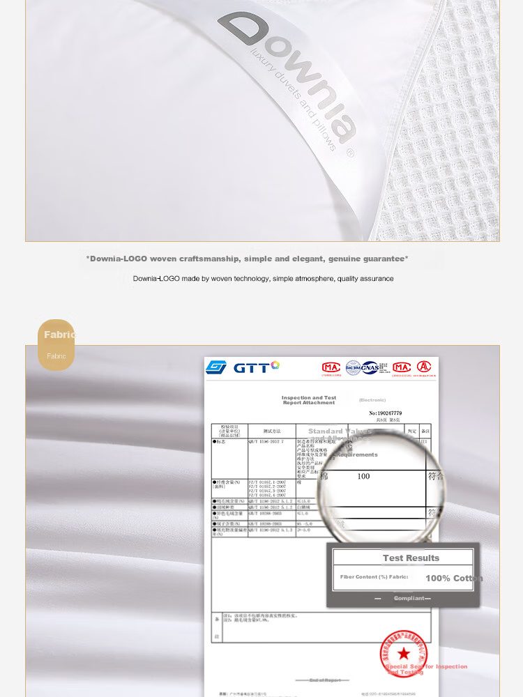 Downia JW Five-Star Hotel White Goose Down Pillow 90% White Goose Down Luxury Pillow 74*48CM 12