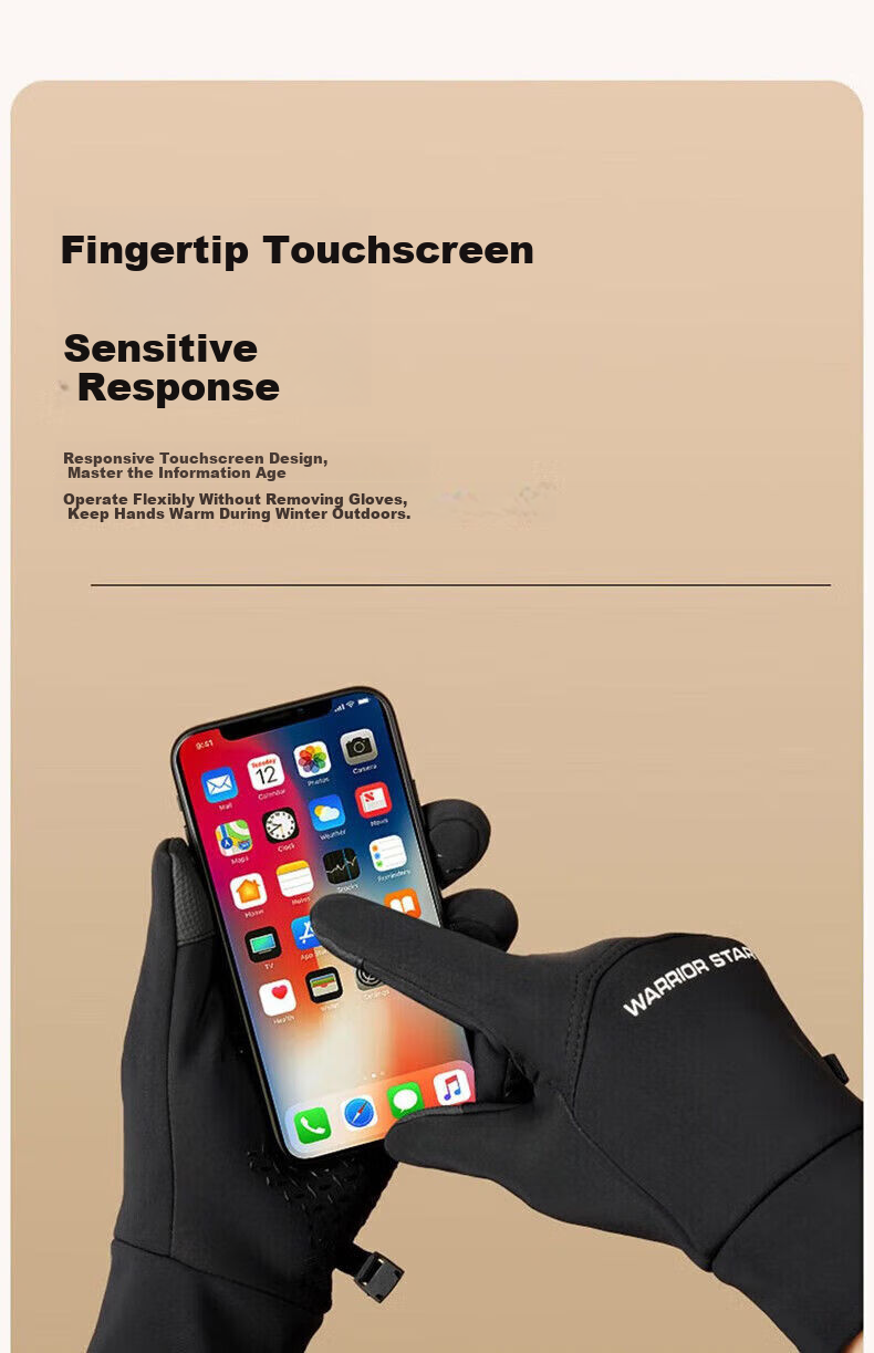 Warrior Winter Cycling Unisex Fleece Lined Warm Gloves Outdoor Windproof Cold Resistant Water-Repellent Touchscreen Driving Anti-Slip Gloves for Men 6