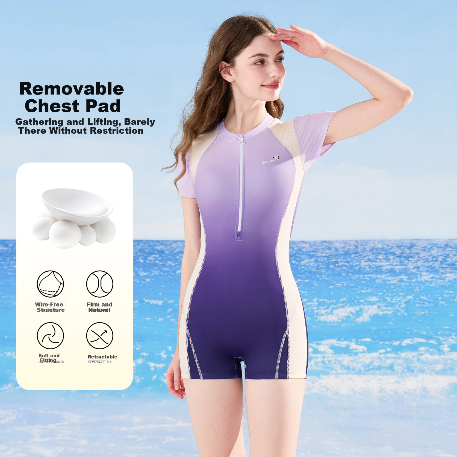 Disney Women's One-Piece Conservative Professional Racing Swimsuit D15198S2E Purple M