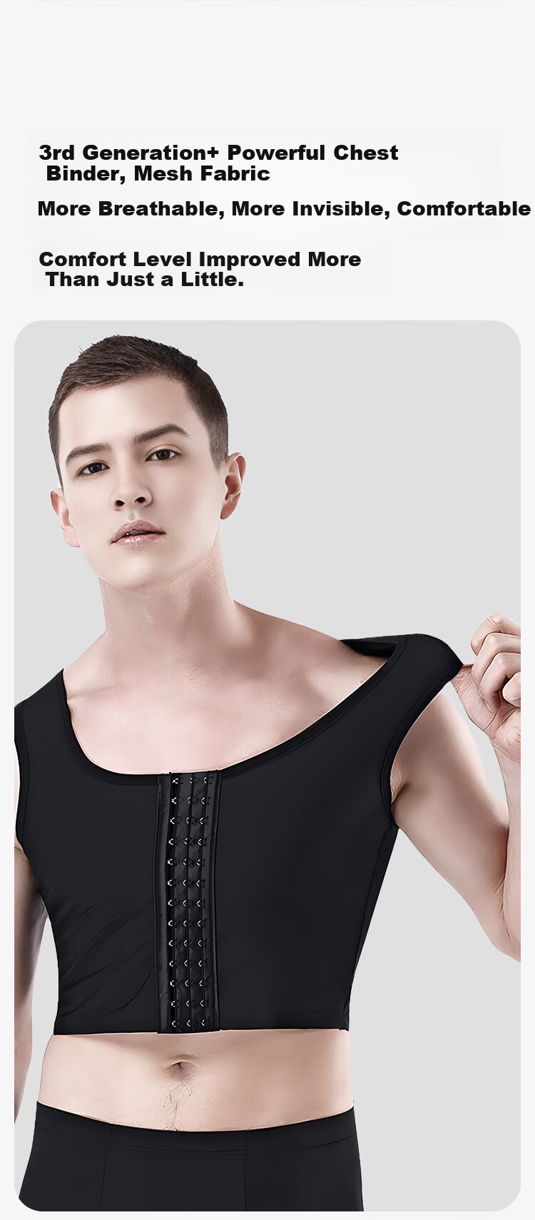 Livex Men's Shapewear Chest Binder Vest Invisible Bandage Anti-Bulge Large and Flat Chest Compression Slimming Bodywear 3