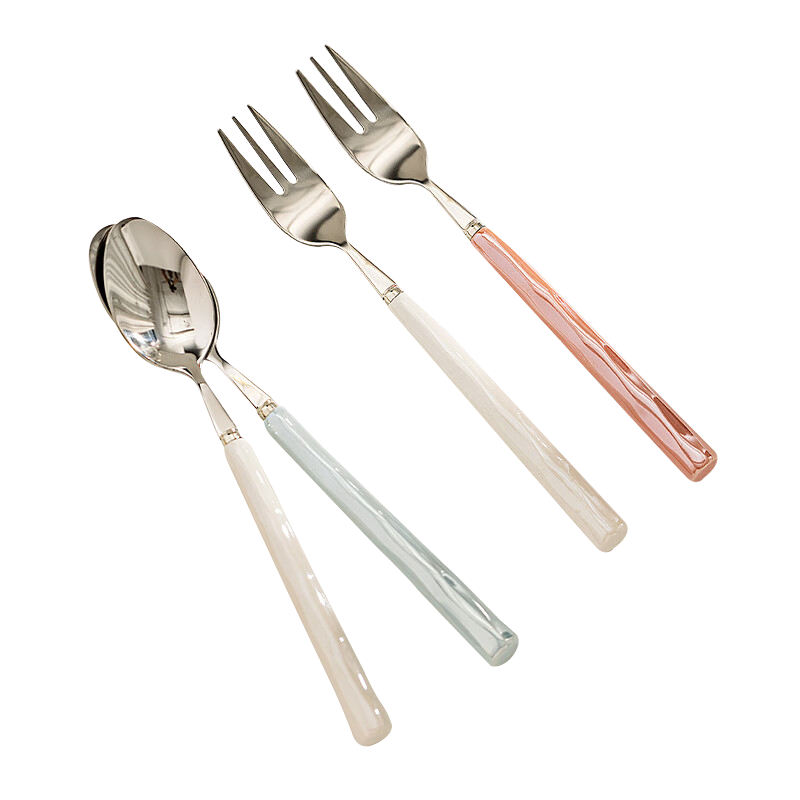 Corn 304 Stainless Steel Food Grade Handle Fork and Spoon Set Premium Western Tableware Fork and Spoon Household Adult High-Quality Cutlery
