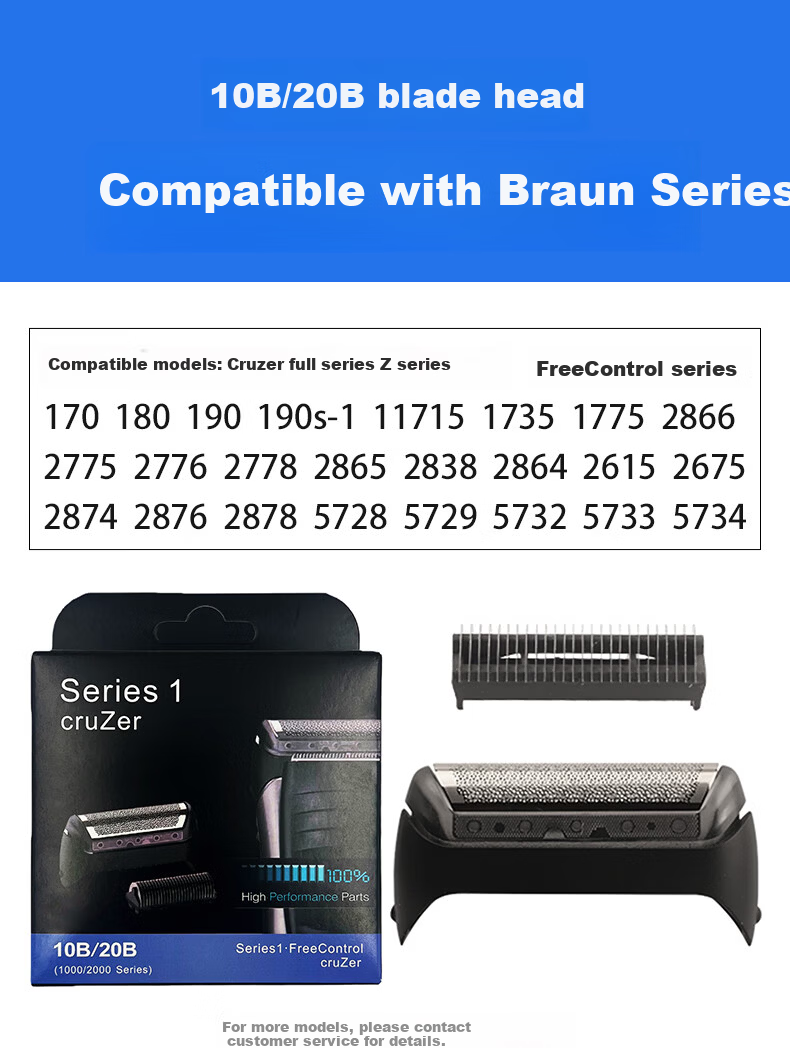 Dongnailun Replacement Foil for Braun Shaver 10B/20B, Compatible with Braun Series 1 and Z Series 170/180/190/190s-1/1715 Electric Razor Blades Accessories 1
