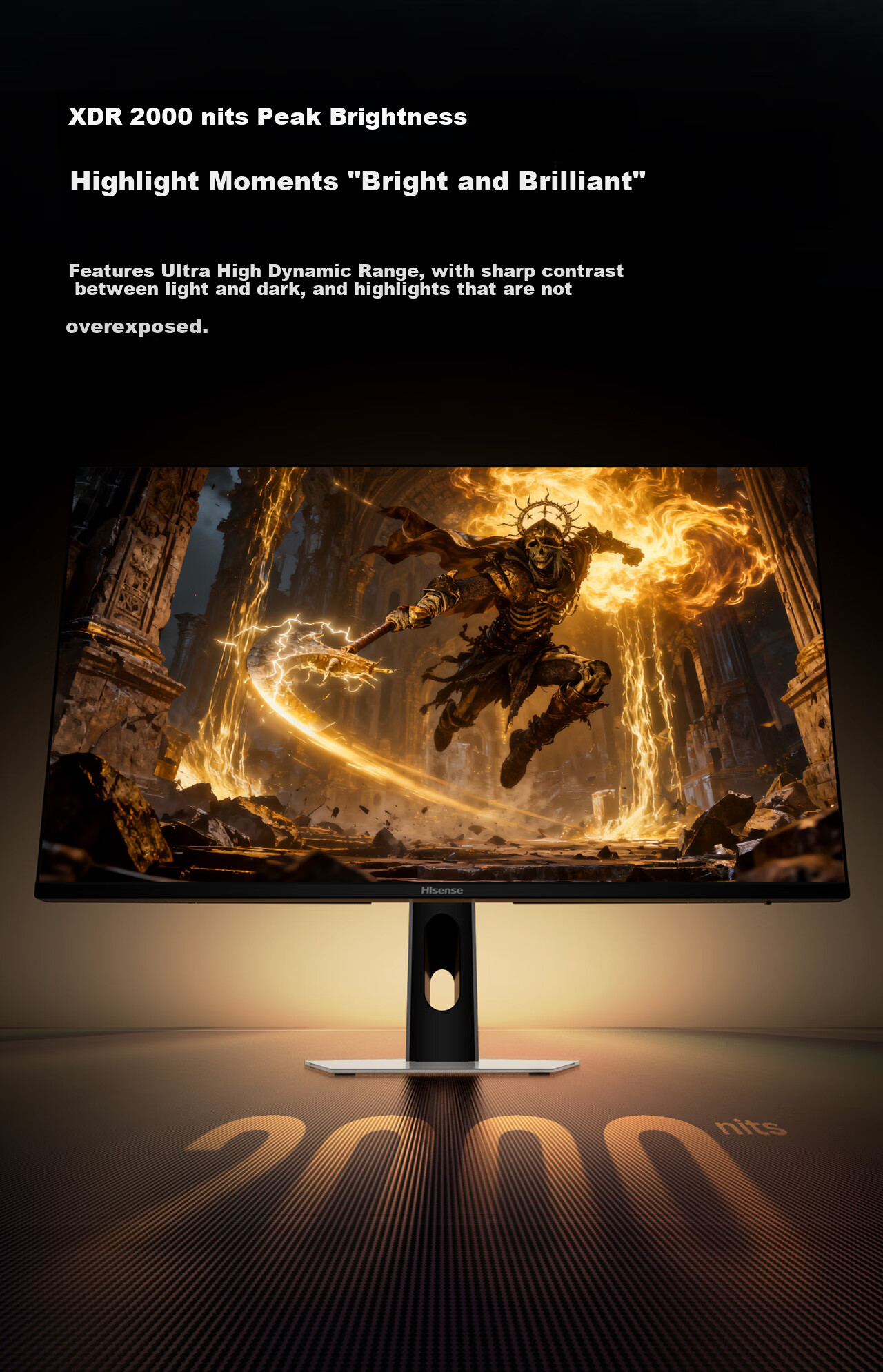 Hisense GX 27-inch 3A Original Picture Obsidian Screen 2304-Zone Glass-Based MiniLED XDR 2000nits 4K 160Hz Dual Mode 320Hz Gaming Monitor 15