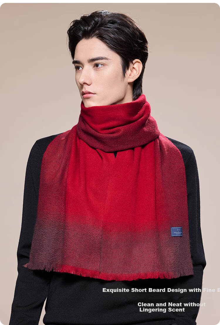 JIUMU Pure Wool Scarf for Men Autumn Winter Warm Neck Warmer Gift Box for Father's Day Birthday 6