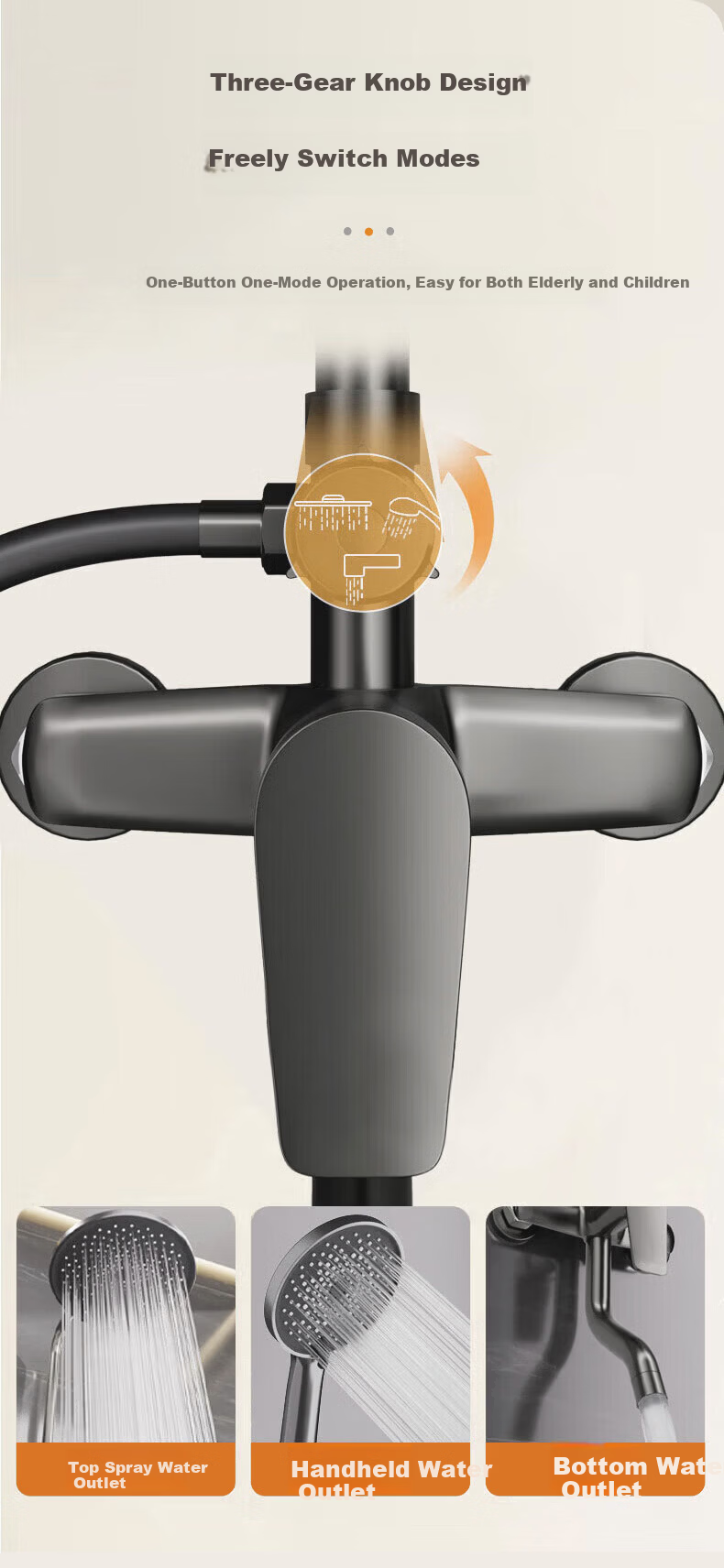 Jingmi Premium Shower Set Brass Body Faucet High-Pressure Shower Head Bathroom Shower System 7