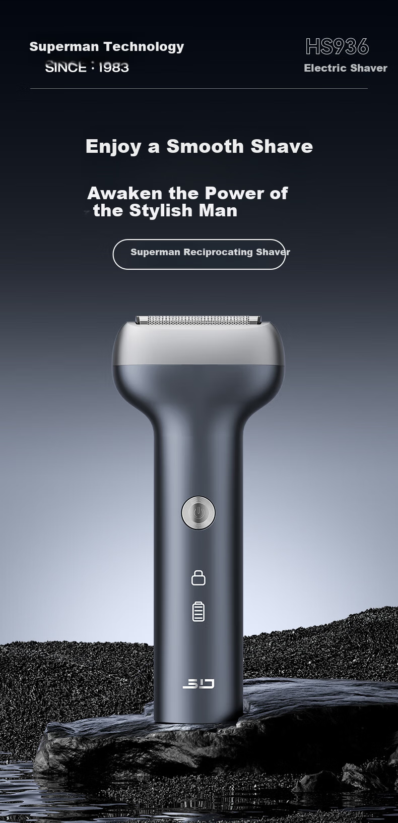 Superman Hangyang High-End Series High-Power Electric Shaver Reciprocating Small Hammer Full Body Washable Razor Type-C Fast Charging HS936 1