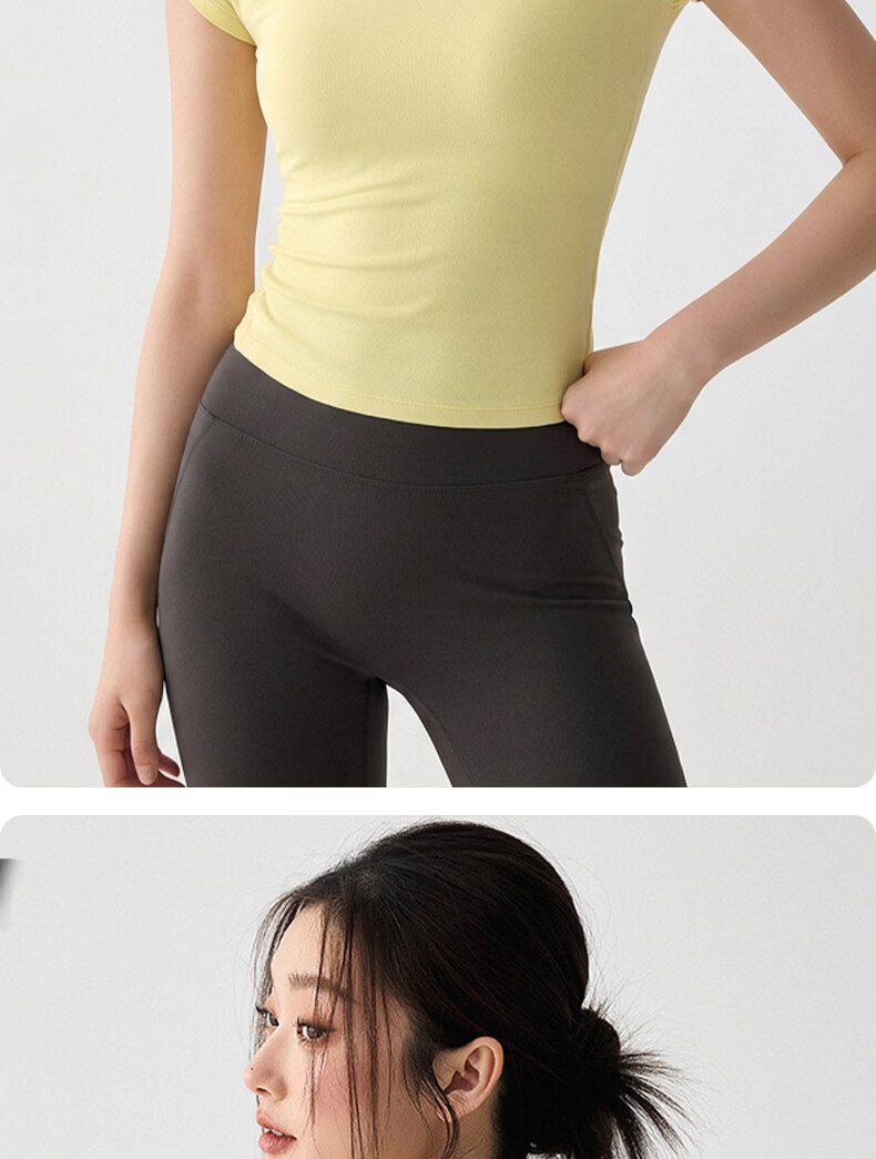 Xueqiman Summer Women's Yoga Short Sleeve Thin Quick-Dry High Elastic Slimming Pilates Training Fitness T-Shirt 16
