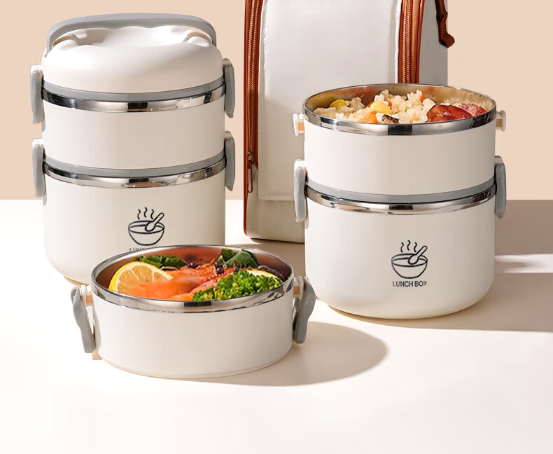Ymer Multi-Layer Insulated Lunch Box Microwaveable Large Capacity Stainless Steel Double-Layer Bento Box for Office Workers 21
