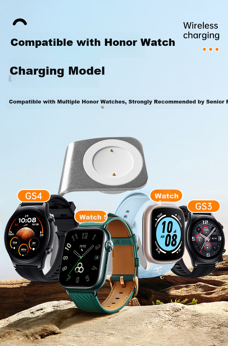 Chaofan Aluminum Alloy Magnetic Charging Dock Stand 2-in-1 for Honor Watch5/4/GS3/GS4 Smartwatch Charger Cable Holder 4