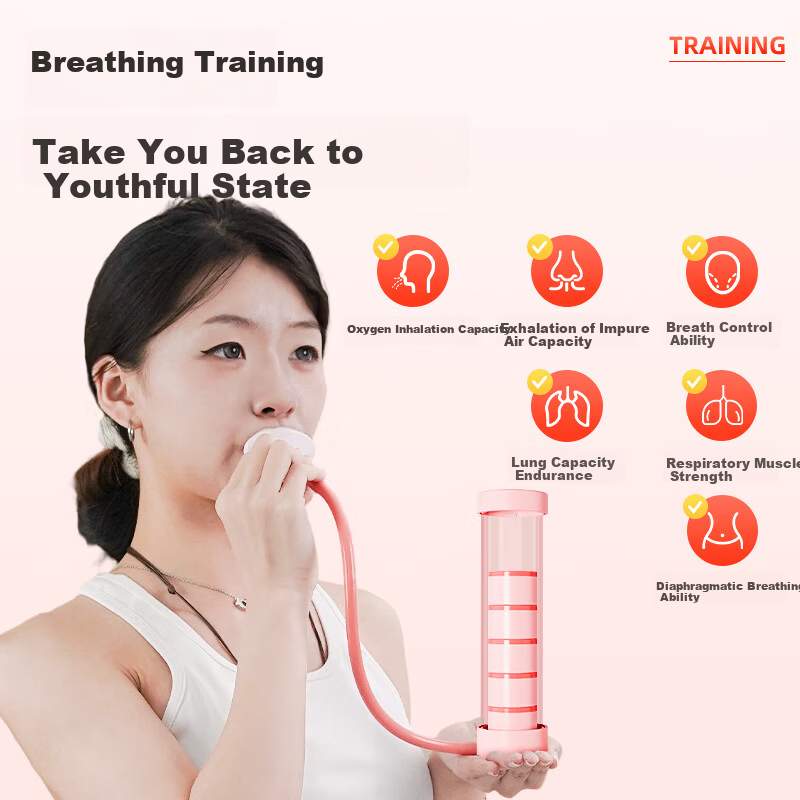 Duweike Breathing Dumbbell Weight Diaphragm Trainer Lung Capacity Vest Pink