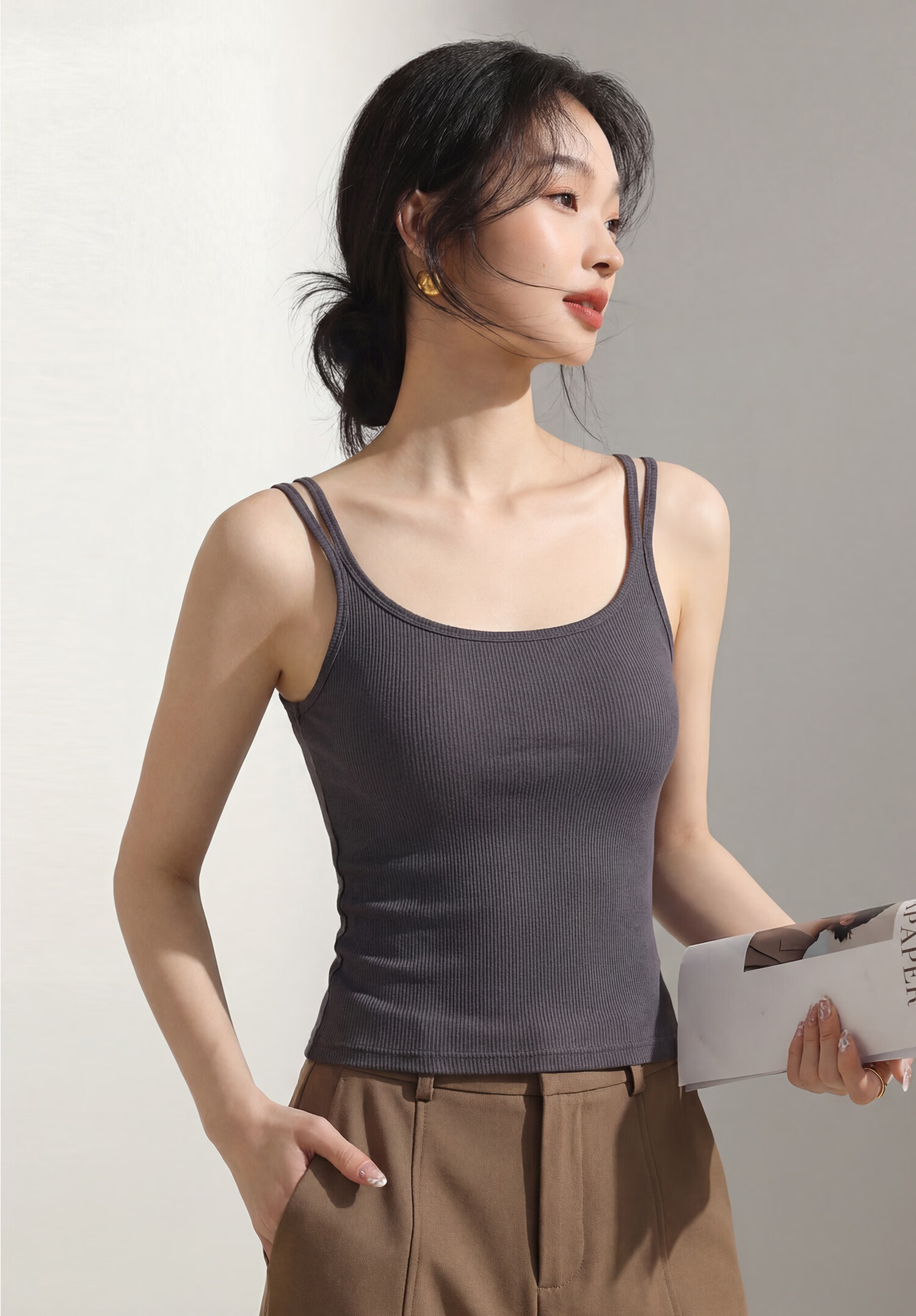 Miiow Women's Summer White Padded Camisole Vest 2026 New Stylish Back Double Shoulder Straps 5