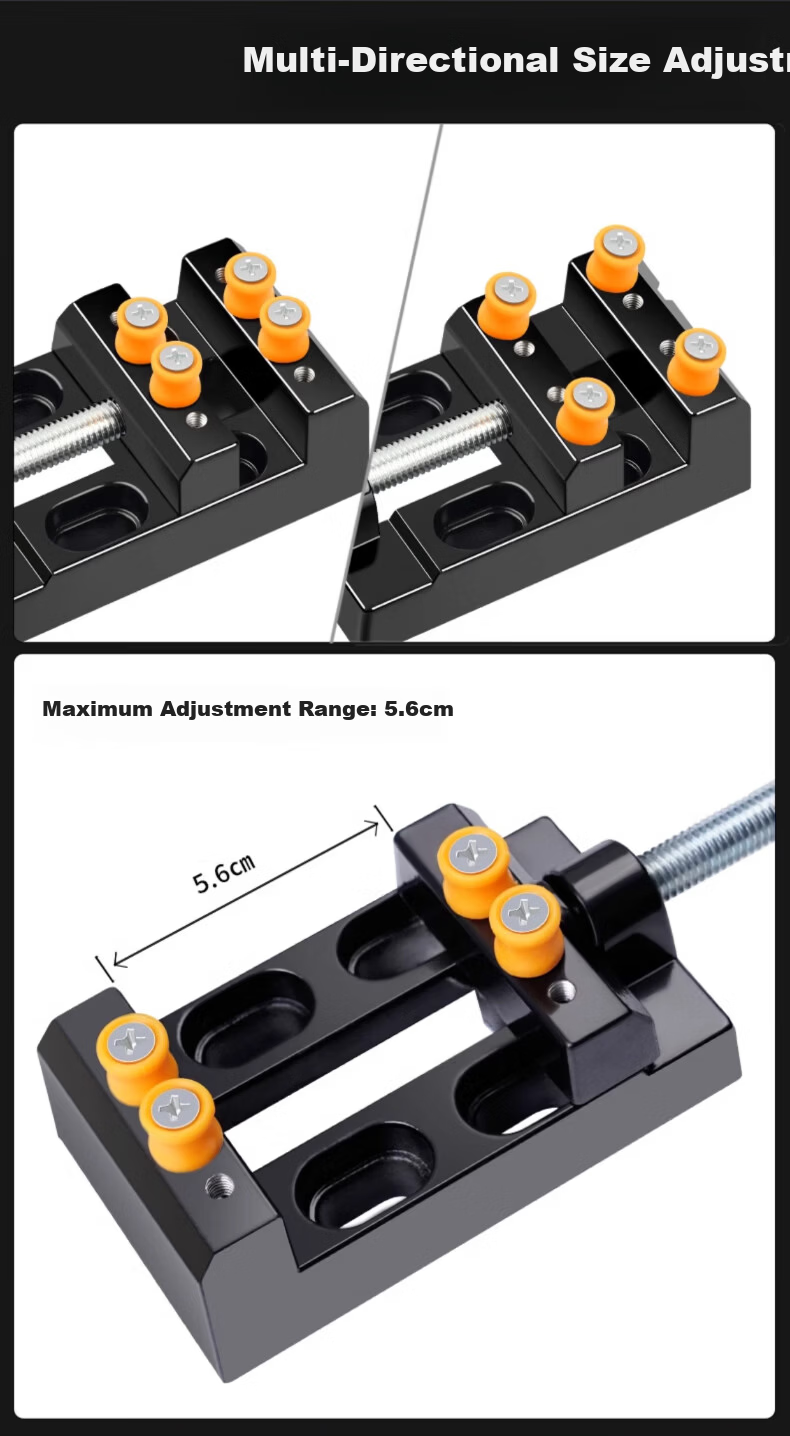 Bohuida Mini Small Bench Vise Clamp Small Flat Mouth Pliers Bead Walnut Holding Tool for Wood Carving Drill Press 5