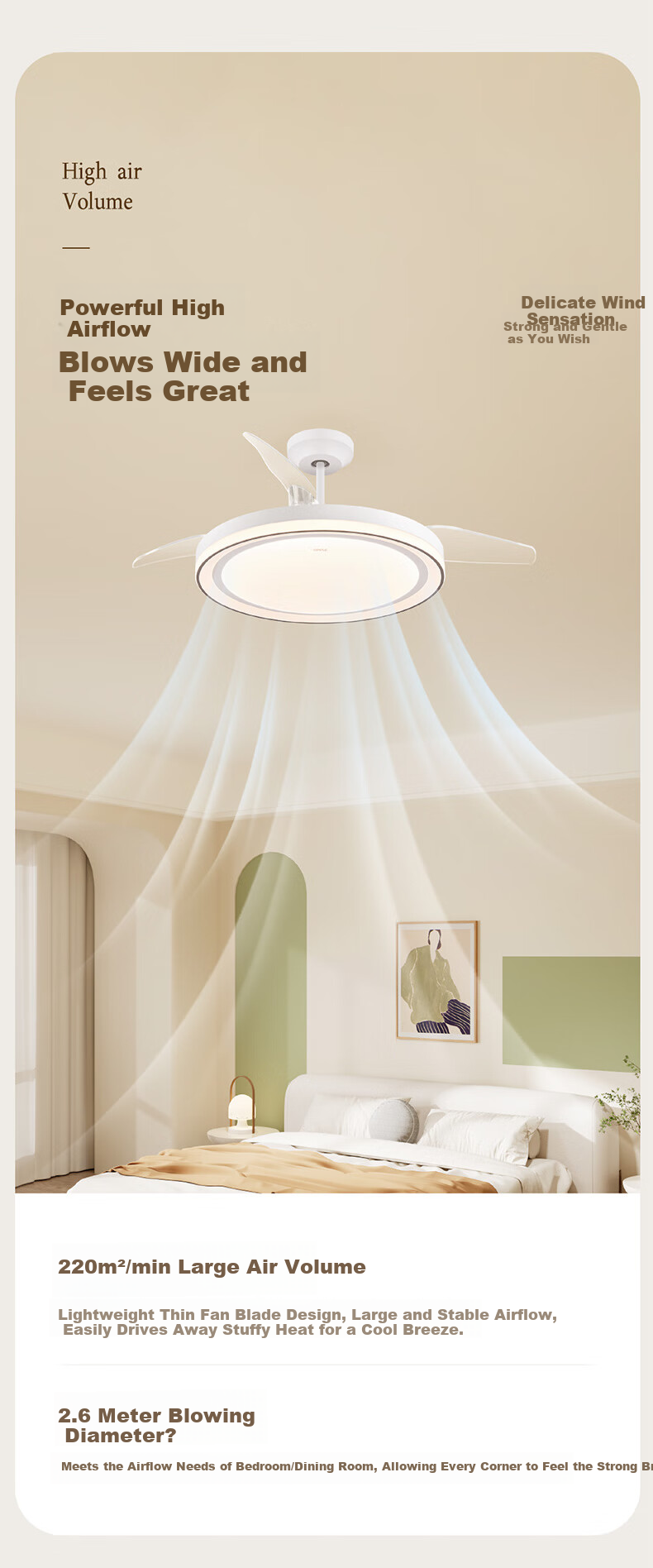 OPPLE Fan Light Ceiling Fan Light Remote Control Integrated LED Lighting Full Spectrum Dining Bedroom Kitchen Chandelier 68W Fashion 3